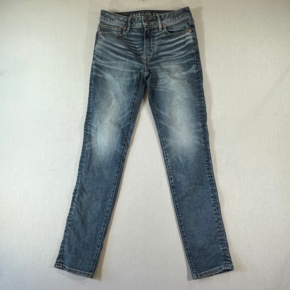 American Eagle Slim Jeans Mens 29x32 (Fit 29x31) Medium Wash Whiskered Stretch